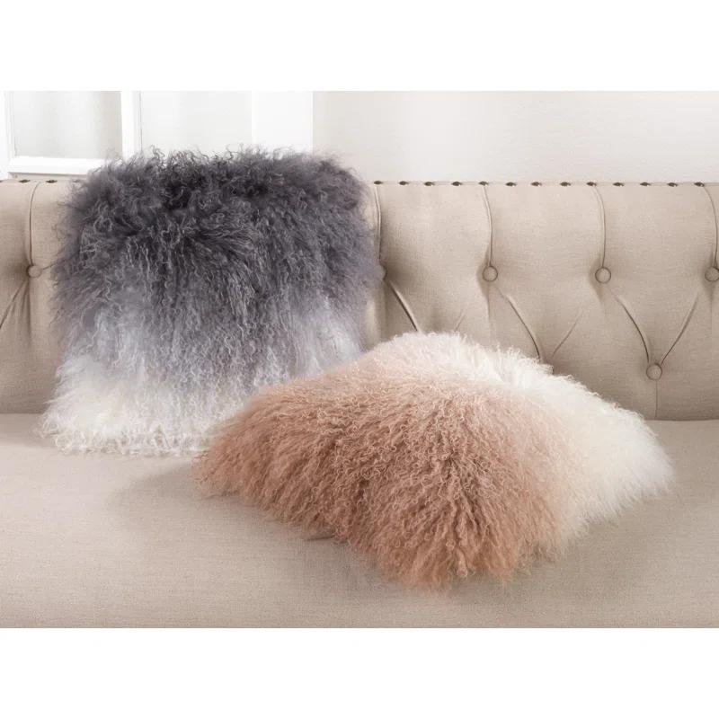 Saro Mongolian Lamb Pillows Abstract Throw Pillow