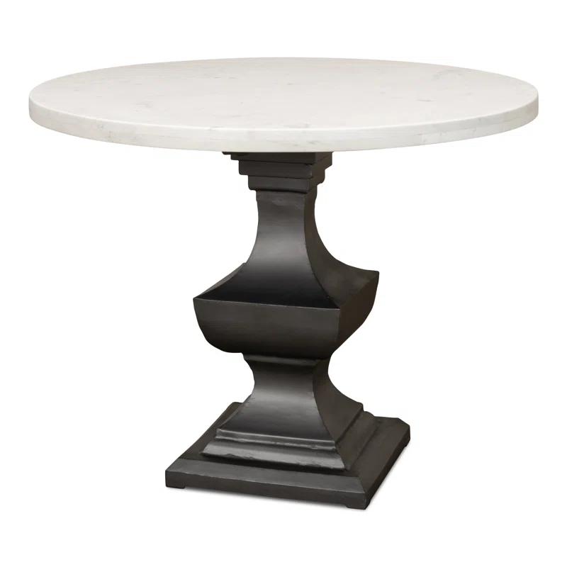 Haviland Round Marble Top Metal Base Dining Table