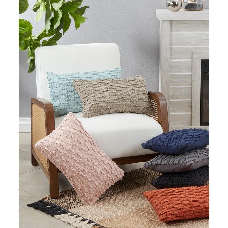 Saro Theo Collection Ruffled Cotton Throw Pillow