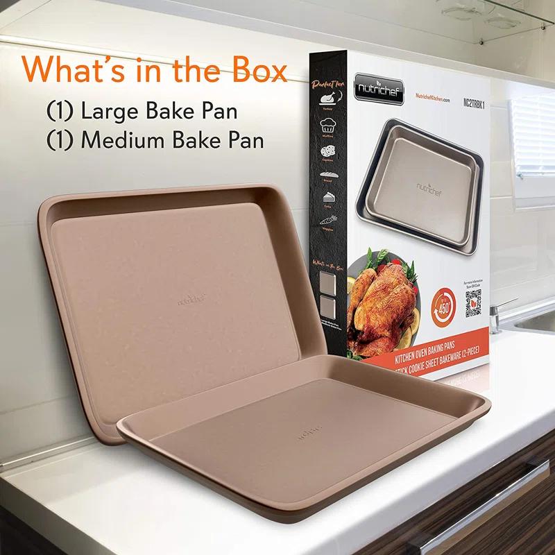 NutriChef NutriChef Non-Stick Steel 2 Piece Baking Sheet Set