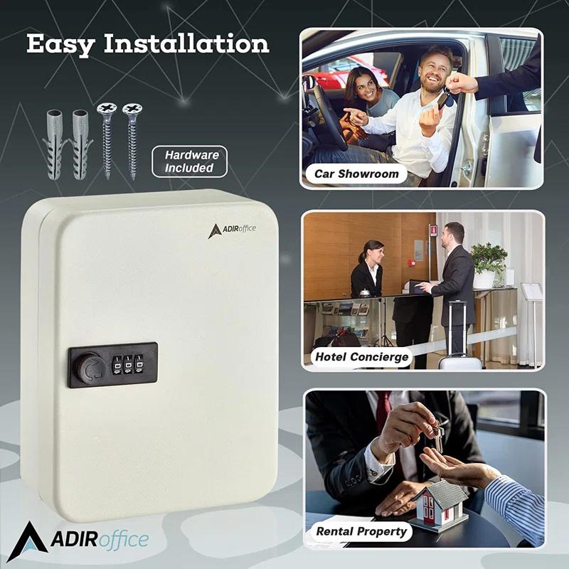 AdirOffice 30-Key Steel Secure Key Cabinet with Combination Lock (Set of 2)