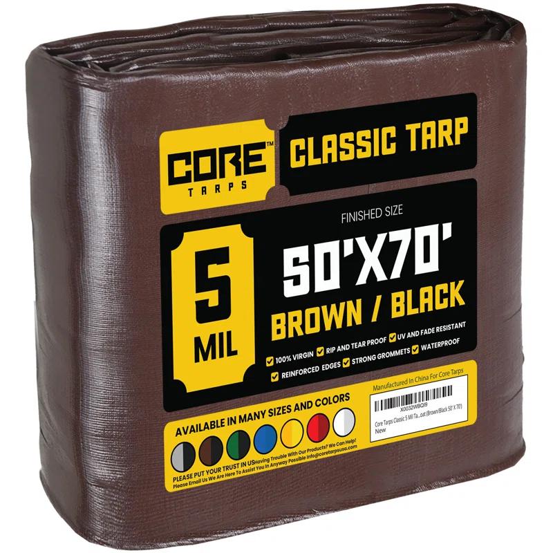Core Tarps 5 Mil Heavy Duty Polyethylene Tarp, Waterproof, UV Resistant