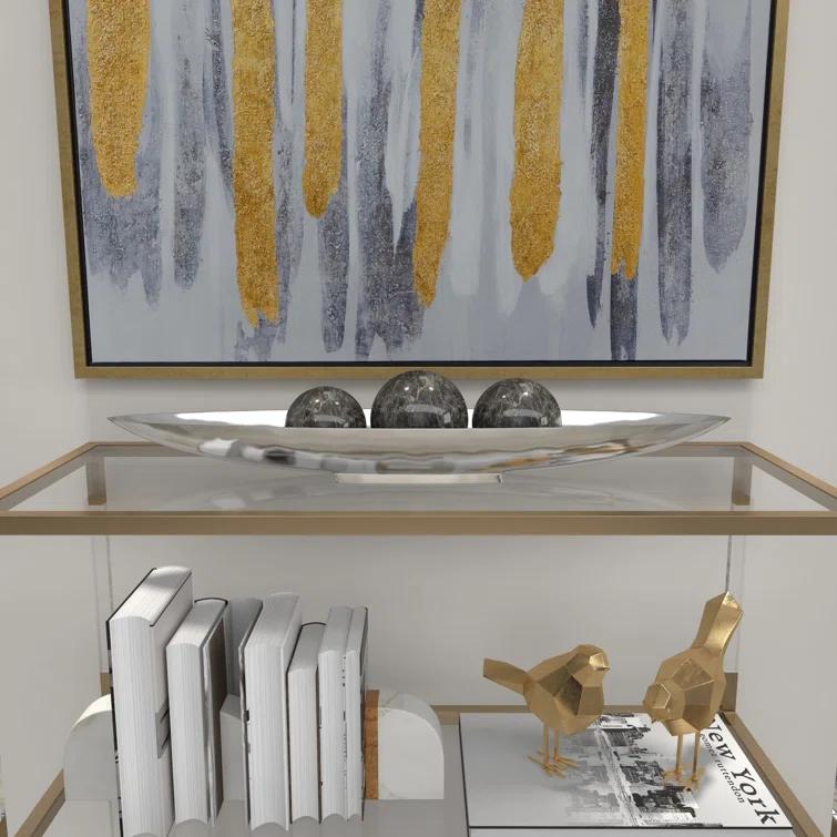 Ivy Bronx Hurtt Aluminum Metal Sleek Minimalistic Boat Decor Silver Tray