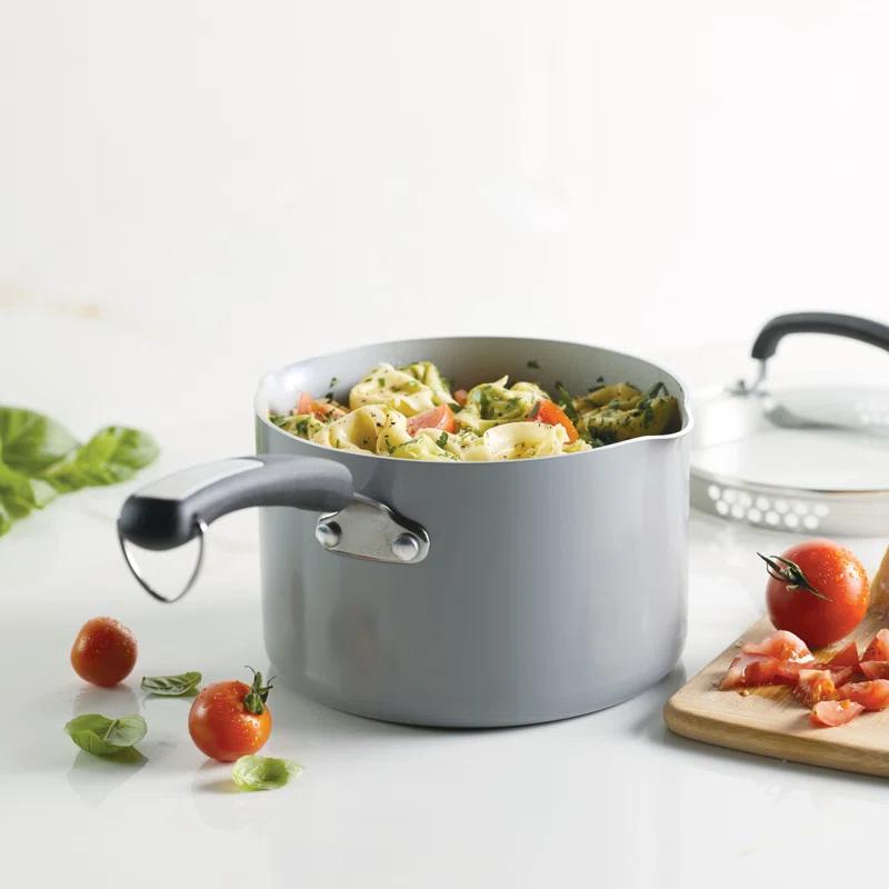 Farberware Eco Advantage Ceramic Nonstick Straining Saucepan With Lid, 3-Quart