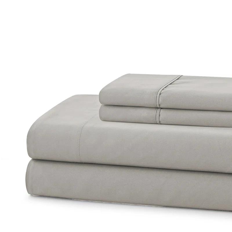 Sweet Home Collection 100% Cotton Percale 4-Piece Solid Sheet Set