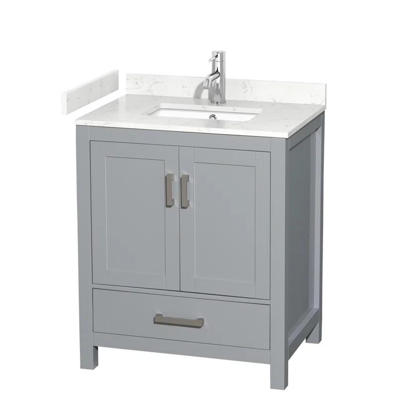 Wyndham Collection Sheffield 30" Freestanding Single Bathroom Vanity with Cultured Marble Top