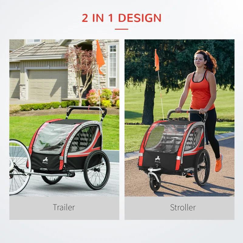 Aosom Aosom Foldable 3 Wheel Multi-Child Stroller with Storage