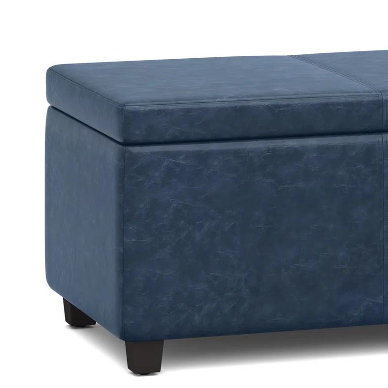 Simpli Home Avalon 48"W Upholstered Storage Ottoman Bench with Large Interior Storage