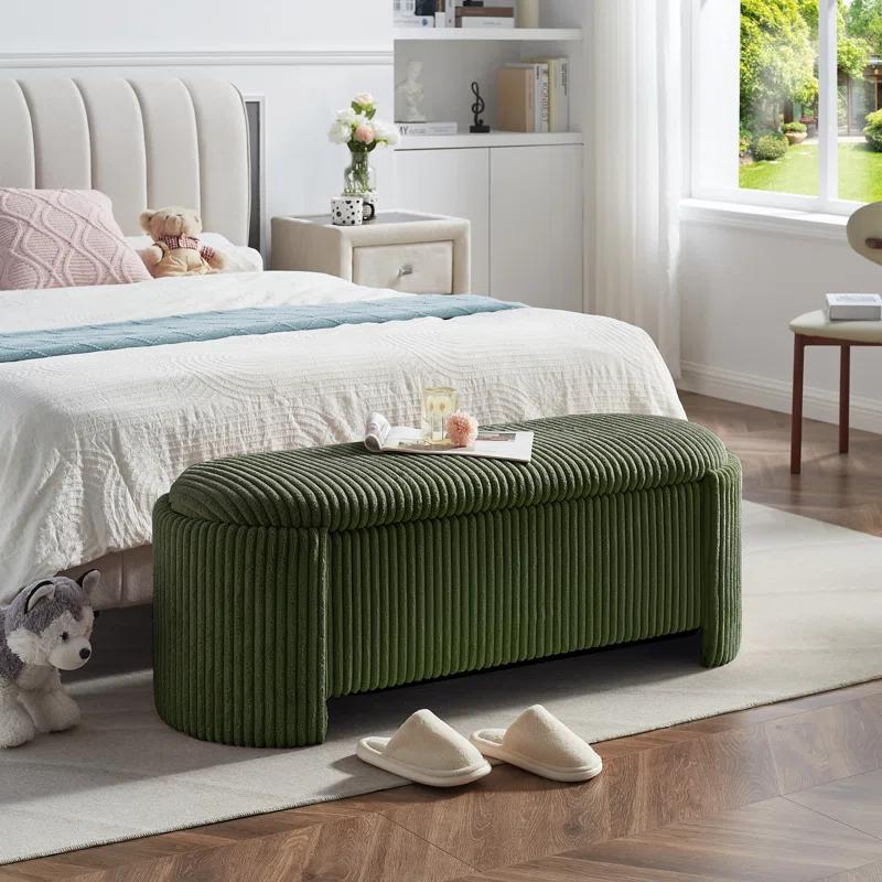 Latitude Run® Nikoma Corduroy Upholstered Storage Bench