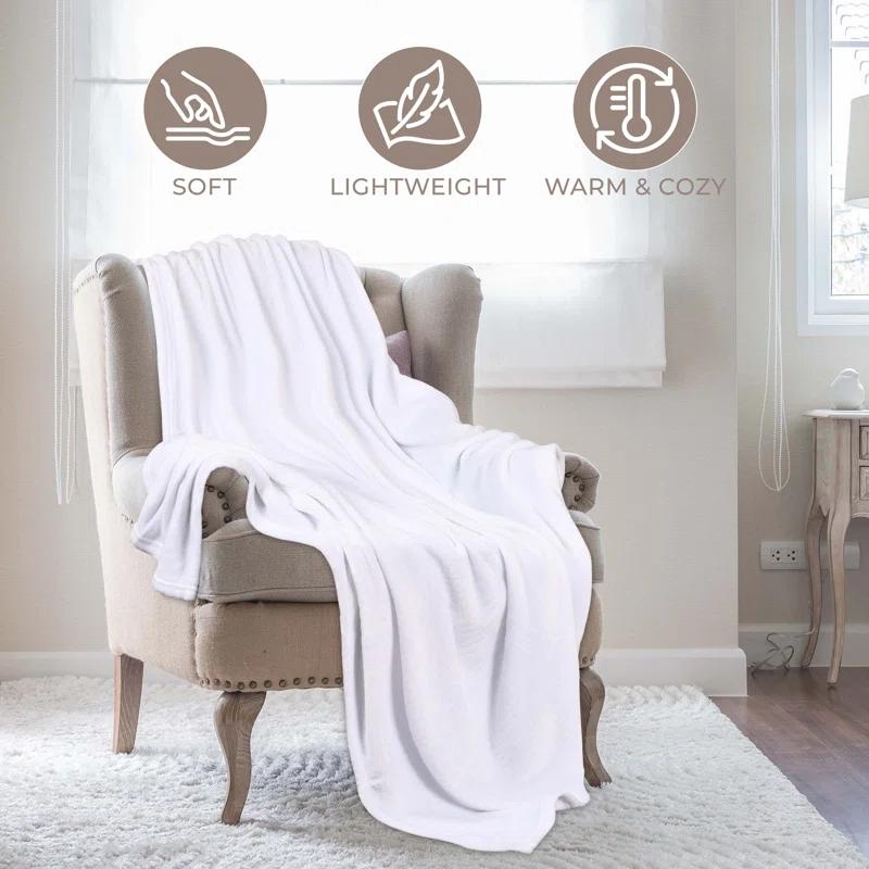 Superior Superior Polka Dots or Solid Fleece Plush Blanket Medium Weight Fluffy Soft Decorative Bedding