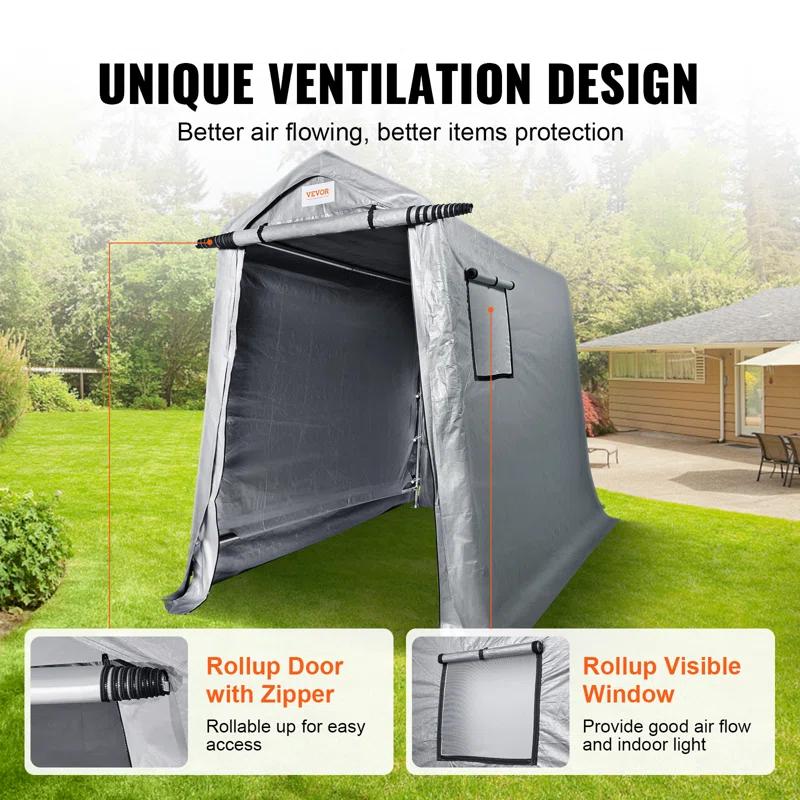 VEVOR Heavy Duty Waterproof 6 ft. W x 8 ft. D Polyethylene Portable Storage Shed | Wayfair
