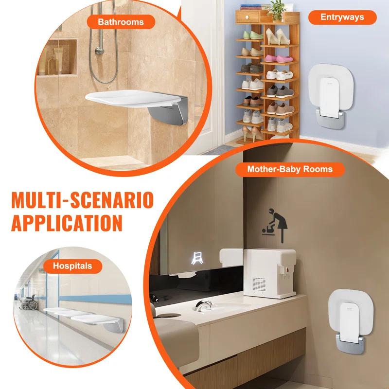 VEVOR 15.7'' W Plastic / Acrylic Shower Bench