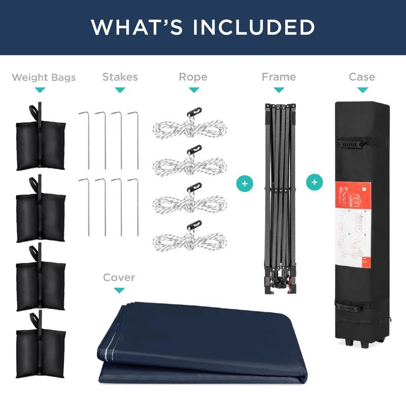 Best Choice Products Best Choice Products Easy Setup Pop Up Canopy W/ 1-Button Setup, Wheeled Case, 4 Weight Bags