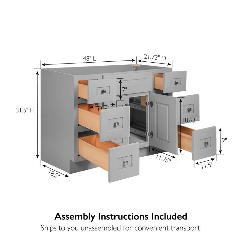 Design House Brookings 48 Inch Bathroom Vanity, Ready to Assemble, Solid Wood, Sherwin Williams – Design House, 599001-