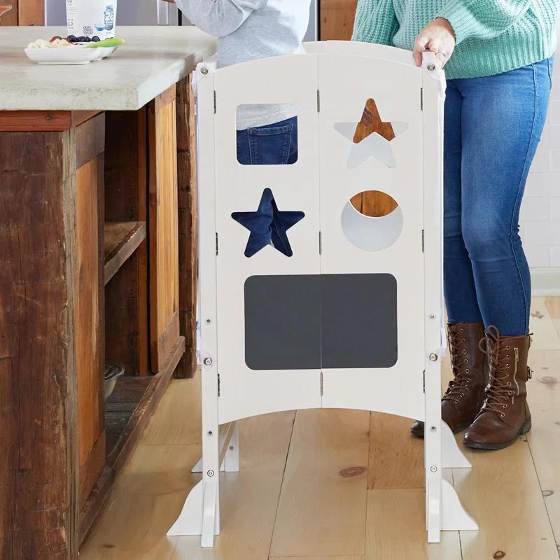 Guidecraft Classic Kitchen Helper Foldable Step Stool