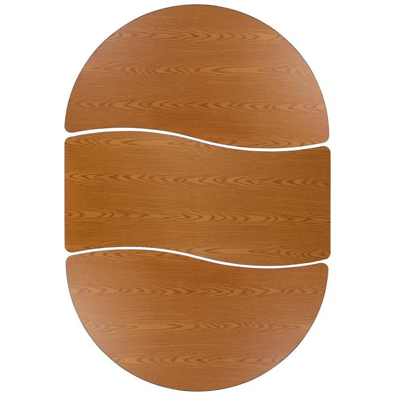 Flash Furniture Goddard 3 Piece 86" Oval Wave Flexible Thermal Laminate Activity Table Set with Height Adjustable Legs