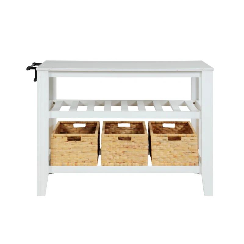 Birch Lane™ Argens Transitional Rectangular Kitchen Island with Natural Marble Top in White