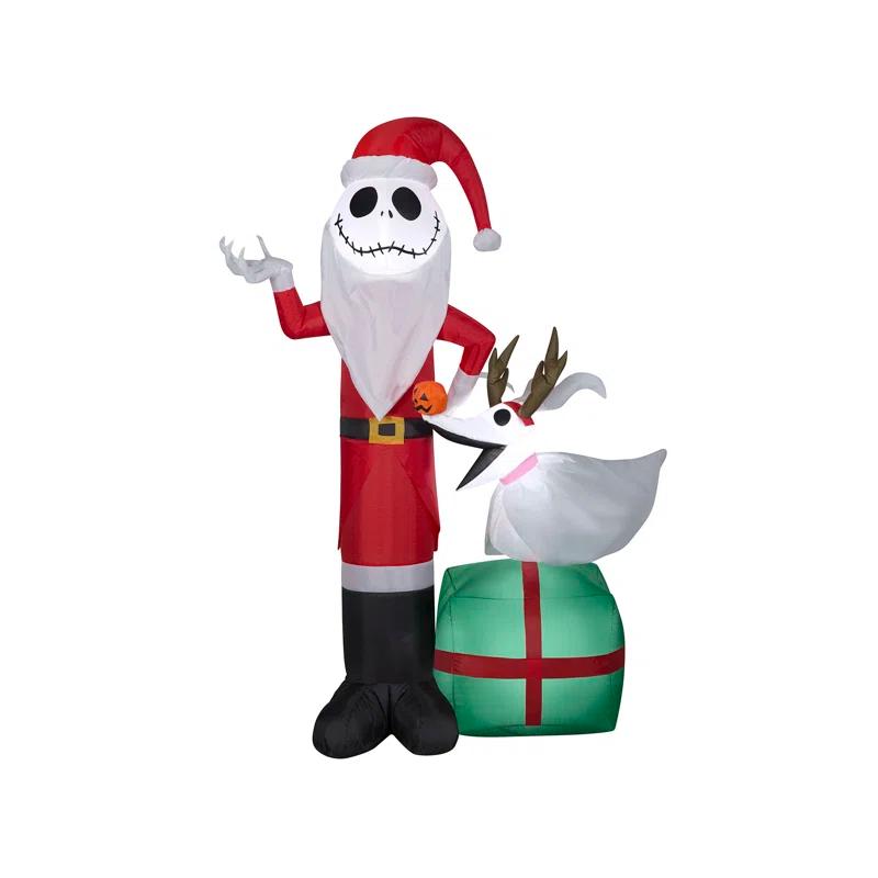 Gemmy Industries 5 Foot The Nightmare Before Christmas Jack Skellington and Zero Light Up Inflatable Lawn Decoration