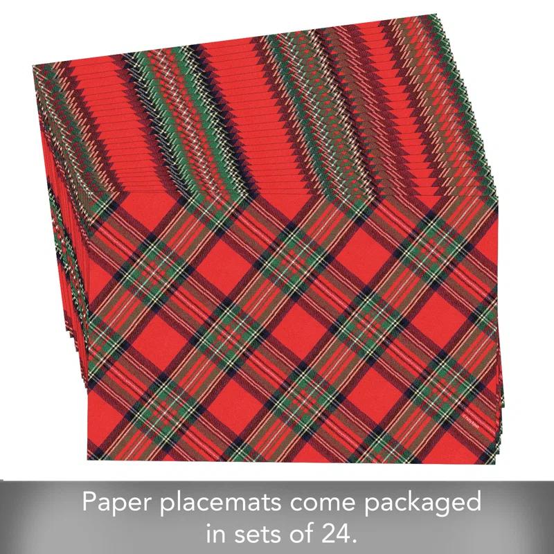 CounterArt Christmas Plaid 24-Sheet Premium Paper Placemats