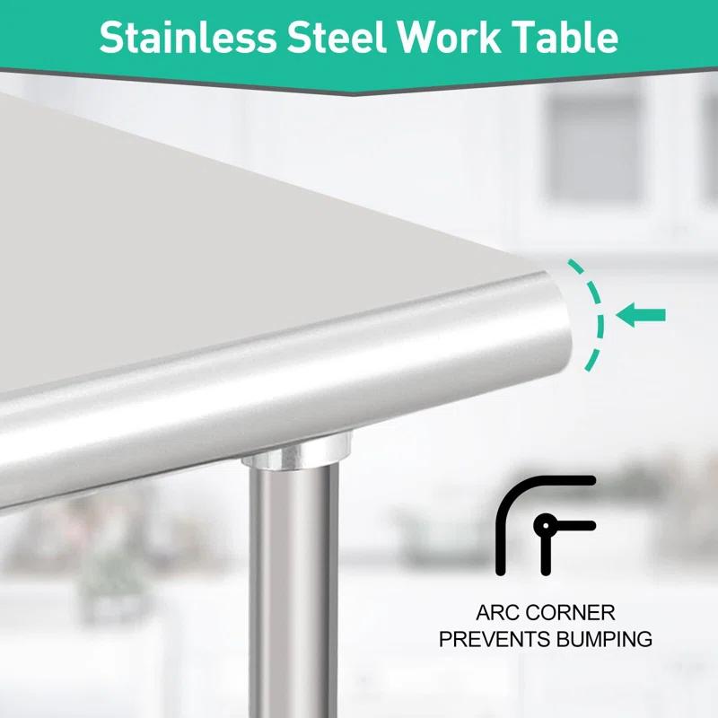 Stainless Steel Table Commercial Work Table,NSF Three Layer Workbench Heavy Duty Prep Worktable