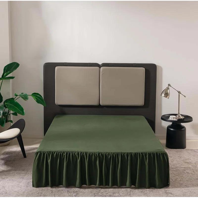 LUCULY Bed Skirt Queen Size Ruffled Bed Skirt with Split Corners, Queen Bed Skirt Drop