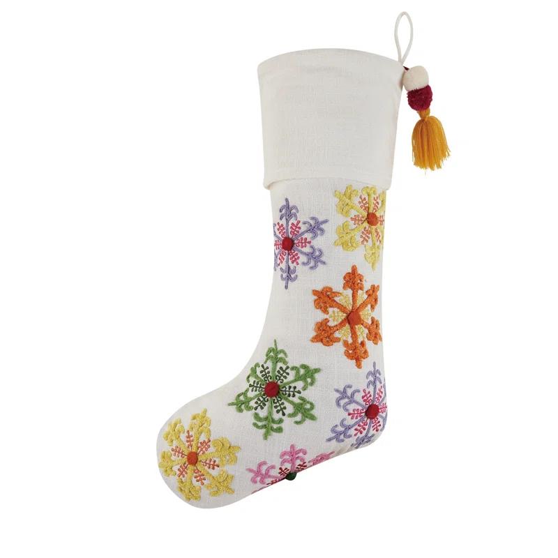 Mistletoe and Co. Snowflakes Embroidered Stocking