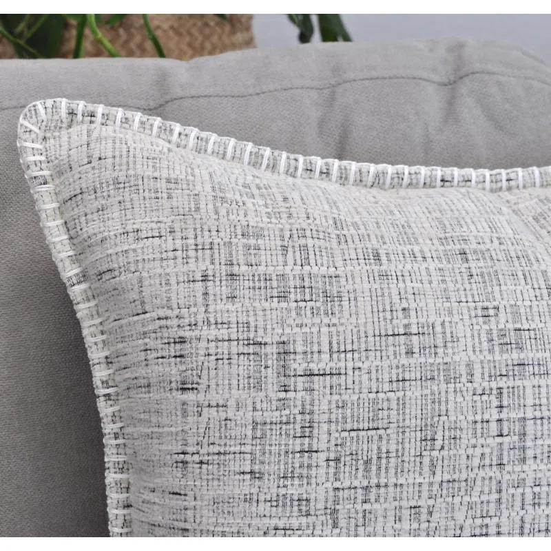Oveesha Tassel Soft Chenille Throw Pillow Covers With Stitched Edge (Set of 2)