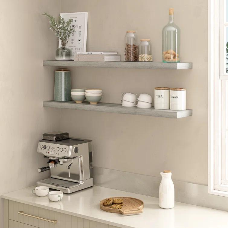 Ballucci Miami 48" W x 8" D Floating Shelves Set with Invisible Wall Mount Brackets (Set of 2)