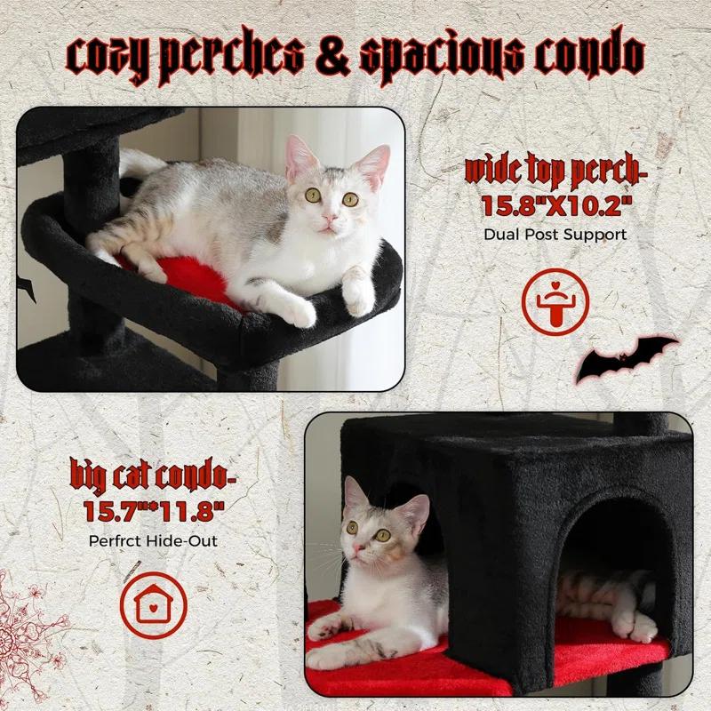 69" Tall Cat Tree For Indoor Large Cats, Large Cat Tower For Adult Cats With Super Large Hammock, Cat Climbing Tree Tower With Scratching Posts, Condo House And Large Top Perch