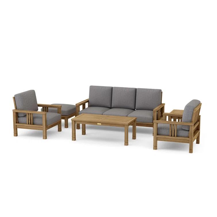 Anderson Teak South Bay Teak 5 - Person Patio Conversation Sets with Sunbrella® Cushions