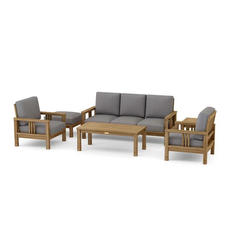 Anderson Teak South Bay Teak 5 - Person Patio Conversation Sets with Sunbrella® Cushions
