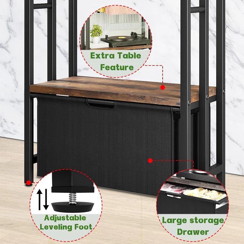 Freestanding Towel Rack With Drawers, SDXYSTCE 3 Tiers Standing Blanket Racks For Bedroom, 23.6" L X 11.8" W X 43.3" H, Blanket Holder With Shelf, Upgrade Steady Design,