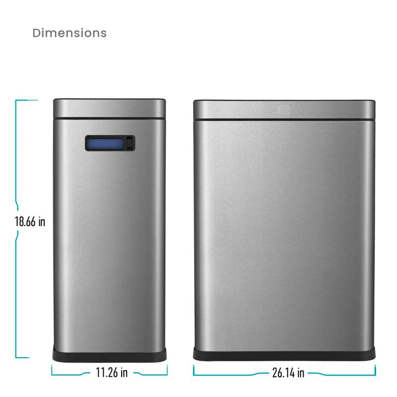 Home Zone Living Home Zone Living Open Top Trash Can Dual Removable Liners for Trash and Recycling Stainless Steel