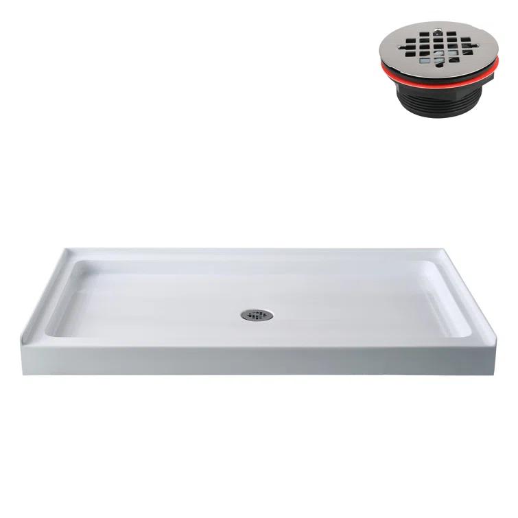 Streamline Bath Streamline 60 in. x 32 in. Alcove Acrylic Shower Base With Center Drain, Drain Included GB-516-68