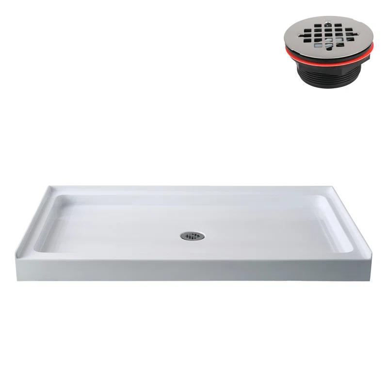 Streamline Bath Streamline 60 in. x 32 in. Alcove Acrylic Shower Base With Center Drain, Drain Included GB-516-68