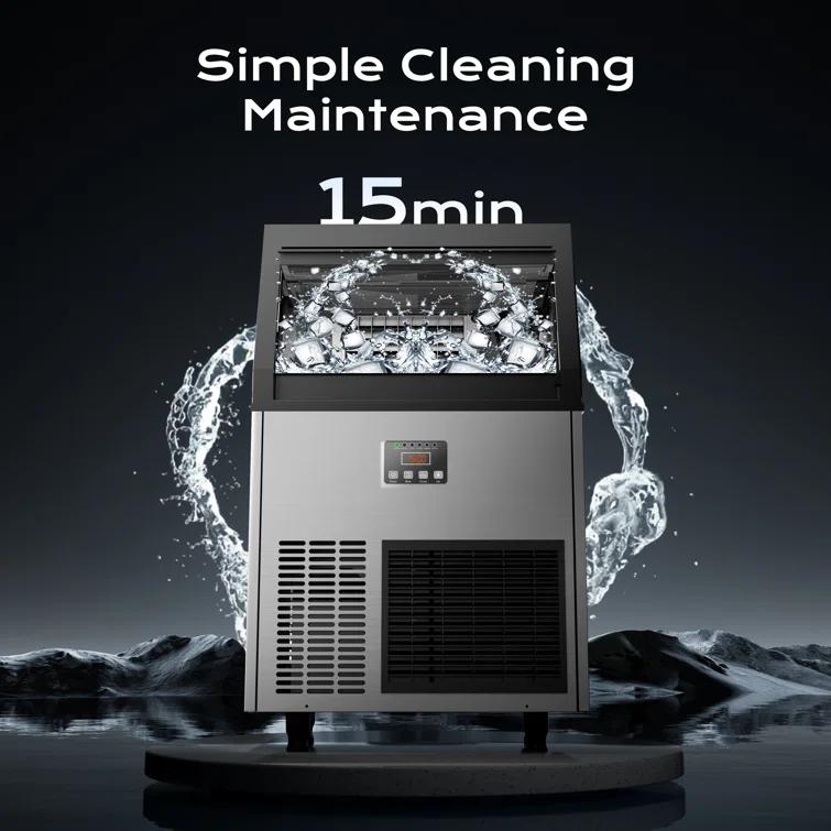 Coolake Coolake Commercial Ice Maker Machine 200lbs/24h, Air Cooled Under Counter Ice Maker With 50lbs Ice Storage, Stainless Steel Self Cleaning Freestanding Ice Maker For Home Bar Restaurant Kitchen
