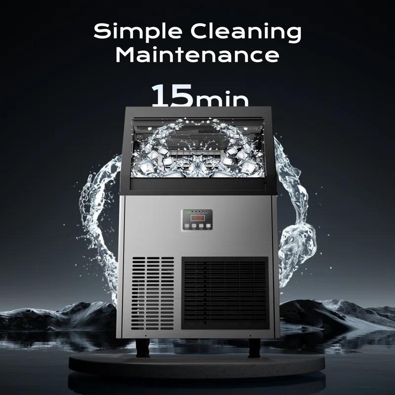Coolake Coolake Commercial Ice Maker Machine 200lbs/24h, Air Cooled Under Counter Ice Maker With 50lbs Ice Storage, Stainless Steel Self Cleaning Freestanding Ice Maker For Home Bar Restaurant Kitchen