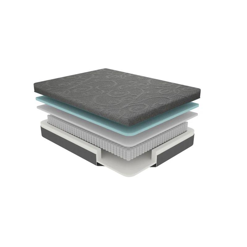 8" Queen Size Bed Mattress Gel-Infused Memory Foam Hybrid Mattress, Dark Gray, Mattress in a Box, Firm Comfort Mattress