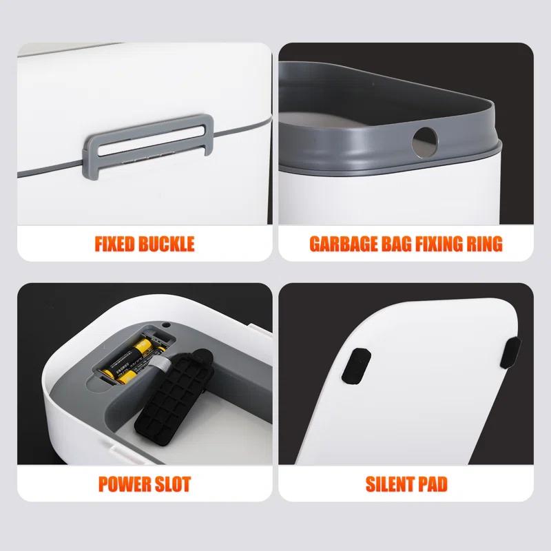 FDW Bathroom Trash Can With Lid 2.2 Gallon Touchless Motion Sensor Small Slim Garbage Can For Bathroom, Bedroom, Office, Living Room (2)