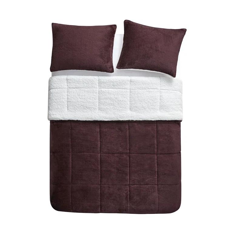 Swift Home Ultra Plush Reversible Faux Fur and Sherpa 3-Piece Comforter Set