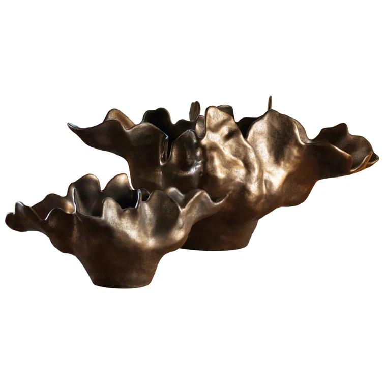 Handcrafted Bronze Ceramic Decorative Bowl, Small Size