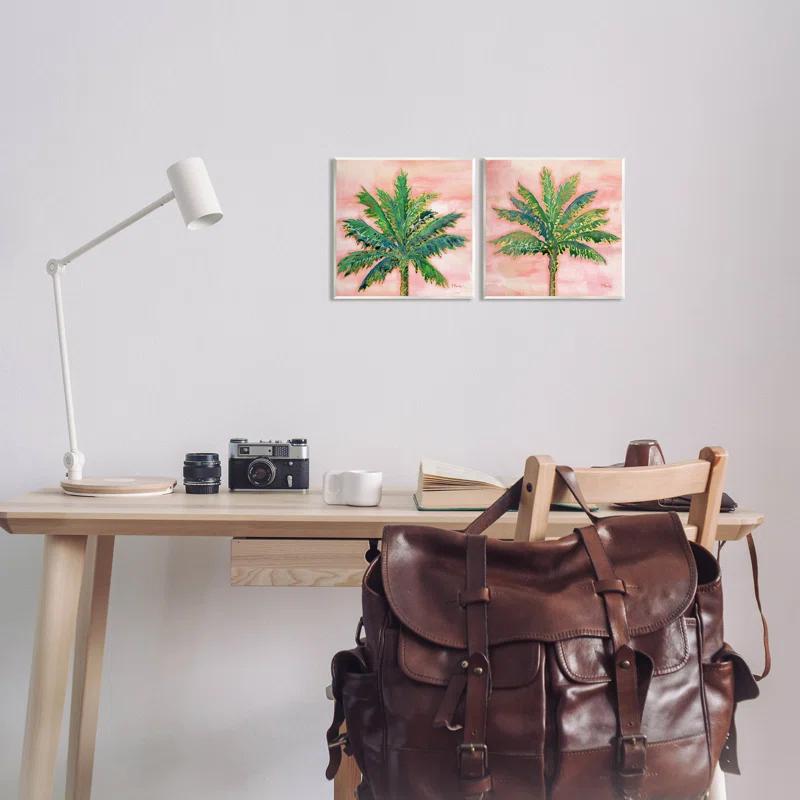 Stupell Industries " Tropical Palm Trees Glam Detail " by Paul Brent 2 - Pieces