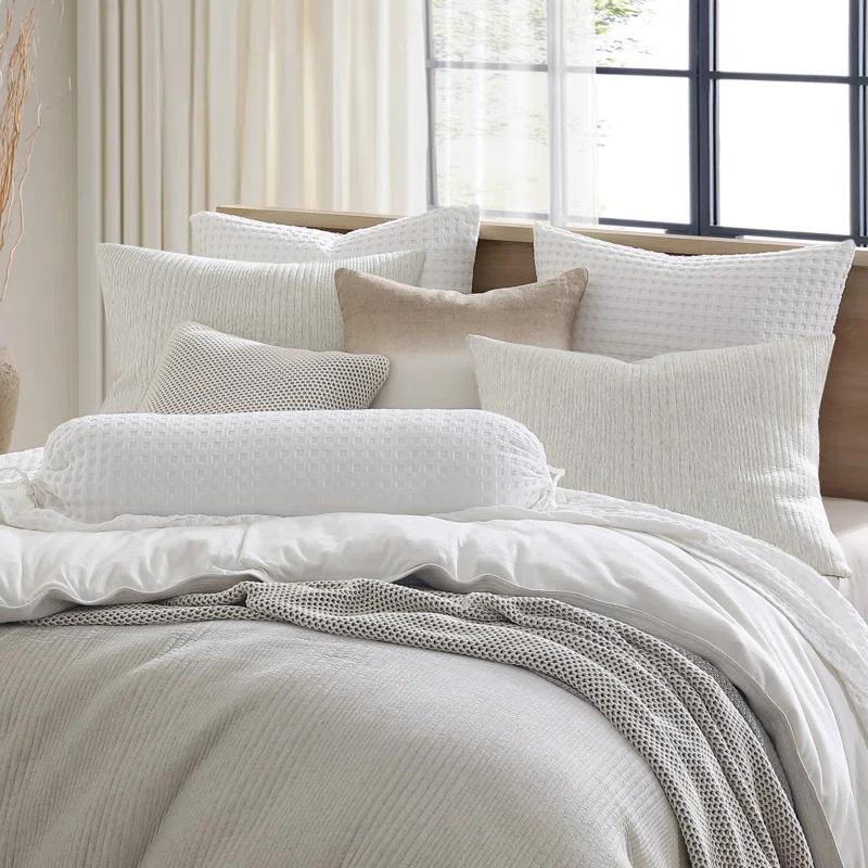DKNY Pure Ribbed Jersey Queen Comforter Set Heather Gray