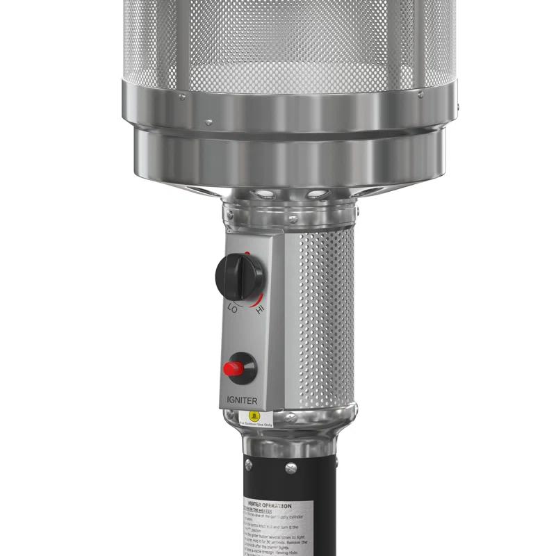 Flash Furniture Sol 7.5' Stainless Steel Outdoor Patio 40,000 BTU Propane Heater with Wheels for Commercial & Residential Use