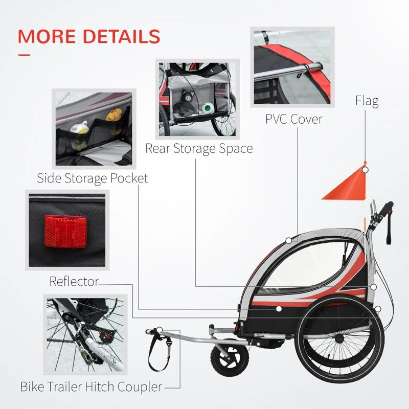 Aosom Aosom Foldable 3 Wheel Multi-Child Stroller with Storage