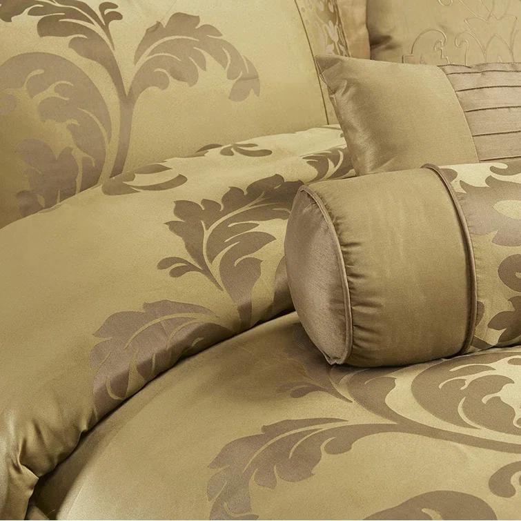 Chezmoi Collection Royale Jacquard Floral 7 Piece Comforter Set