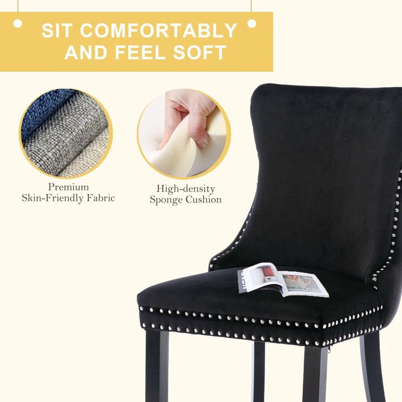 Velvet Upholstered Wing Back Dining Chair (Set of 6)