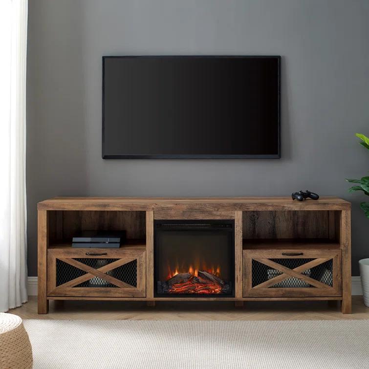 Gracie Oaks Tansey 70" Media Console with Electric Fireplace