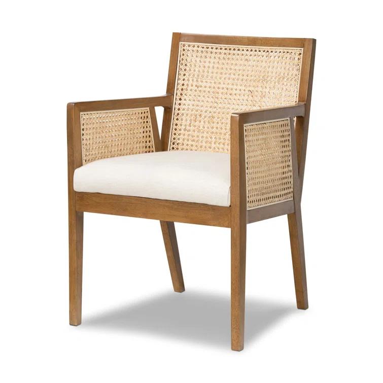 Belfast Savile Flax Toasted Parawood Cane Linen Arm Chair