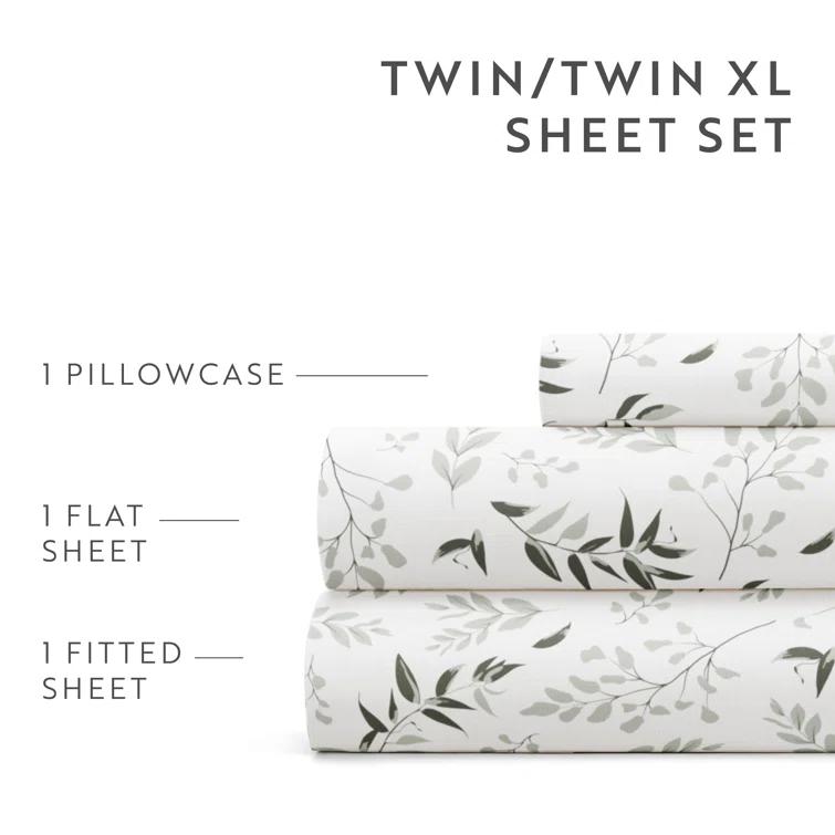 IEnjoy Home 4 Piece Sheet Set Patterned Microfiber Ultra Soft Bedding in Floral Dream